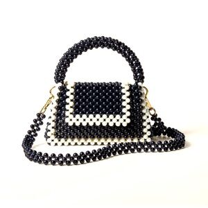 KATE SPADE Target Black & White Beaded Bag NWT!